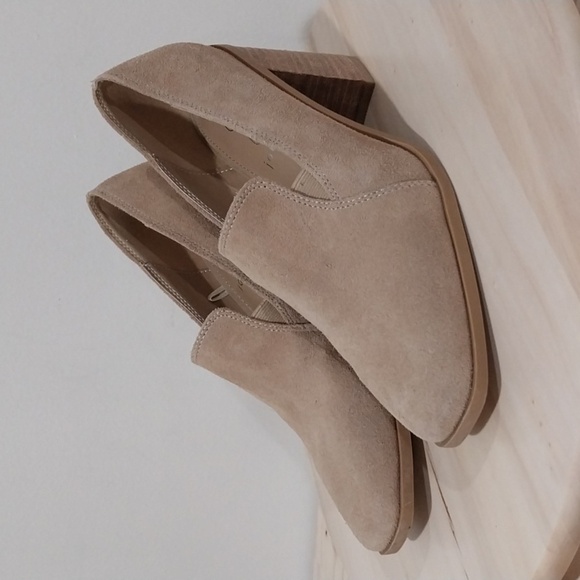 Anthropologie Joie Wevenly Pumps Loafer Sz 8.5 Suede Leather Block Stocked Heel - Picture 2 of 12